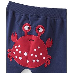 Babyhug Cotton Looper Knit Shorts  with Crab Patch - Navy