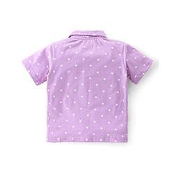 Babyhug Single Jersey Knit Half Sleeves Polka Dot Print Night Suit - Purple