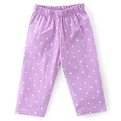 Babyhug Single Jersey Knit Half Sleeves Polka Dot Print Night Suit - Purple