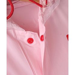 Babyhug Full Sleeves Below Knee Length Hooded Raincoat Cat Print - Pink