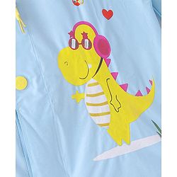 Babyhug Full Sleeves Below Knee Length Hooded Raincoat Dino Print - Ice Blue