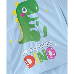 Babyhug Full Sleeves Below Knee Length Hooded Raincoat Dino Print - Ice Blue