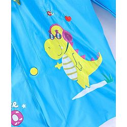 Babyhug Full Sleeves Below Knee Length Raincoat Cute Dino Print - Sky Blue