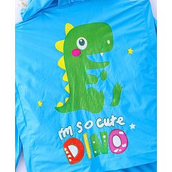 Babyhug Full Sleeves Below Knee Length Raincoat Cute Dino Print - Sky Blue