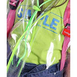 Babyhug Full Sleeves Below Knee Length Transparent Raincoat Rainy Day Print - Neon Green
