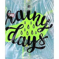 Babyhug Full Sleeves Below Knee Length Transparent Raincoat Rainy Day Print - Neon Green