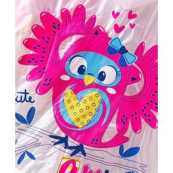 Babyhug Below Knee Length Full Sleeves Raincoat Owl Print - White