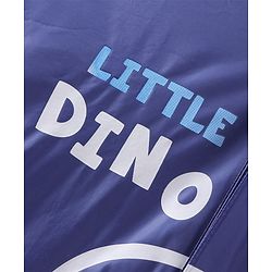 Babyhug Full Sleeves Below Knee Length Hooded Raincoat Dino Print - Navy Blue