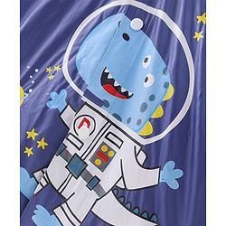 Babyhug Full Sleeves Below Knee Length Hooded Raincoat Dino Print - Navy Blue