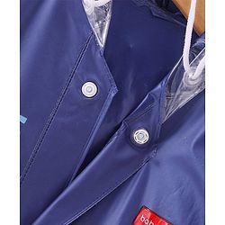 Babyhug Full Sleeves Below Knee Length Hooded Raincoat Dino Print - Navy Blue