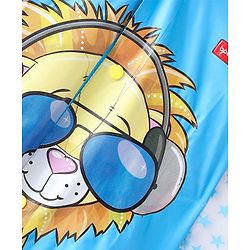 Babyhug Full Sleeves Knee Length Raincoat Lion Roar Print - Sky Blue