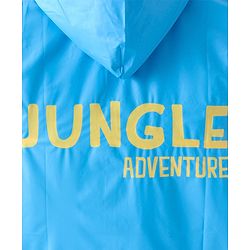 Babyhug Full Sleeves Knee Length Raincoat Lion Roar Print - Sky Blue