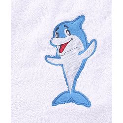 Babyhug Woven Terry Bath Towel With Dolphine Embroidery L 100 x B 50 cm - White