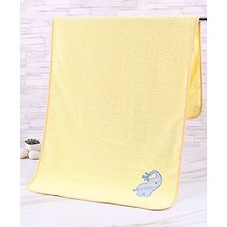 Babyhug Woven Terry Bath Towel with Elephant Embroidery L 100 x B 50 cm - White