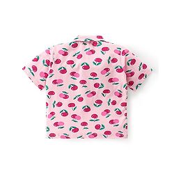 Babyhug Cotton Knit Half Sleeves Cherry Print Night Suit - Pink