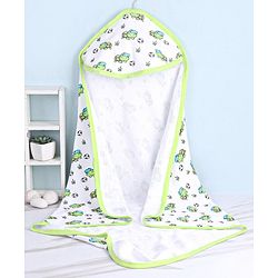 Babyhug Terry Knit Hooded Bath Towel with Animal Print L 76 x B 76 cm- White
