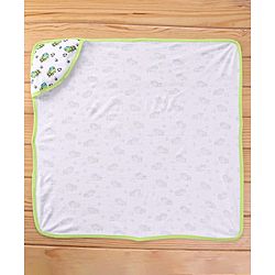 Babyhug Terry Knit Hooded Bath Towel with Animal Print L 76 x B 76 cm- White