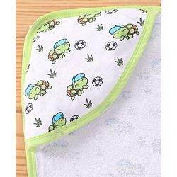 Babyhug Terry Knit Hooded Bath Towel with Animal Print L 76 x B 76 cm- White