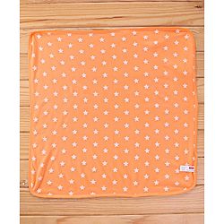 Babyhug Terry Knit Hooded Bath Towel with Star Print L 76 x B 76 cm- Orange