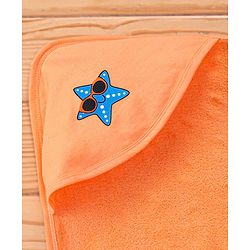 Babyhug Terry Knit Hooded Bath Towel with Star Print L 76 x B 76 cm- Orange