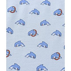 Babyhug Knit Terry Towel With Hood Fish Print L 76.2 x B 76.2 cm - Blue