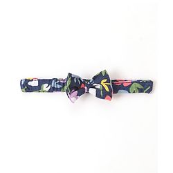 Babyhug 100% Cotton Knit Frock & Leggings with Full Sleeves Shrug & Head Band Floral Print - Navy Blue