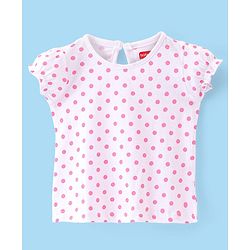 Babyhug Cotton Knit Floral Printed Dungree Style Jumpsuit with Half Sleeves Inner Tee - Pink & White