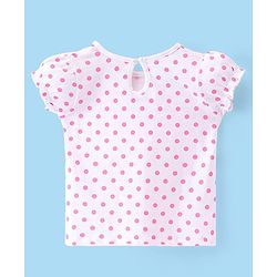 Babyhug Cotton Knit Floral Printed Dungree Style Jumpsuit with Half Sleeves Inner Tee - Pink & White