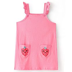 Babyhug Single Jersey Knit Frock with  Half Sleeves  T-Shirt Floral Print - Pink