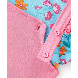 Babyhug Single Jersey Knit Frock with  Half Sleeves  T-Shirt Floral Print - Pink