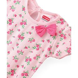 Babyhug Single Jersey Knit Half Sleeves Frocks with Floral Print Bow Applique Pack of 2 - Multicolour