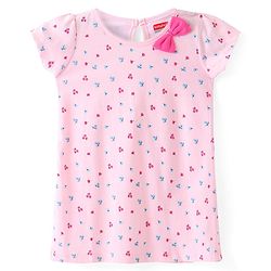 Babyhug Single Jersey Knit Half Sleeves Floral Printed Frock With Bow Pack of 2 - Multicolour