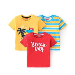 Babyhug Cotton Half Sleeves T-Shirts With Beach Graphics Pack of 3 - Multicolor