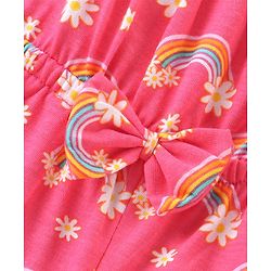 Babyhug Single Jersey Knit Sleeveless Jumpsuit Rainbow Print- Pink