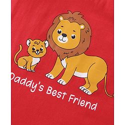 Babyhug Cotton Knit Sleeveless Stripes & Lion Print T-Shirts Pack of 3 - Red Grey & Yellow