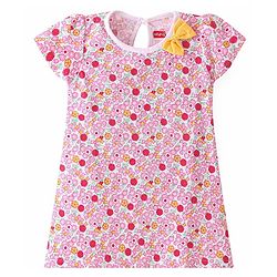 Babyhug Single Jersey Knit Half Sleeves Frocks with Floral Print with Bow Applique Pack of 2 - Multicolour