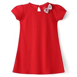 Babyhug Half Sleeves Frocks with Bow Floral Print Pack of 2 - Red & Pink