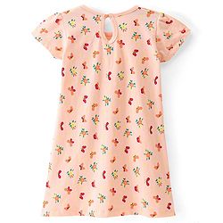 Babyhug 100% Cotton Knit Half Sleeves Solid Colour & Floral Printed Frock With Bow Pack of 2 - Multicolour
