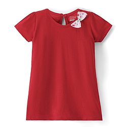 Babyhug Single Jersey Knit Half Sleeves Frock Flamingo Print Pack of 2 - Red & White