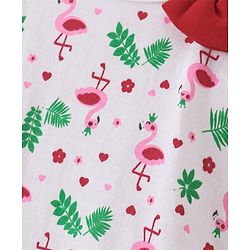 Babyhug Single Jersey Knit Half Sleeves Frock Flamingo Print Pack of 2 - Red & White