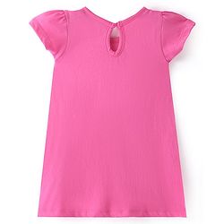 Babyhug Single Jersey Knit Half Sleeves Frock With Solid Color & Flamingo Print Pack of 2 - Peach & Pink