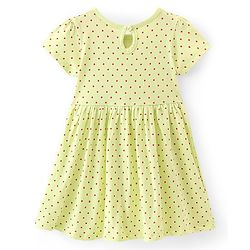 Babyhug Single Jersey 100% Cotton Knit Half Sleeves Frock & Bloomer With Polka Dot Print - Green