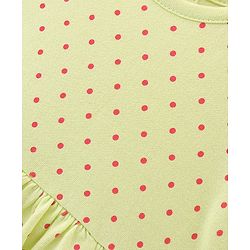 Babyhug Single Jersey 100% Cotton Knit Half Sleeves Frock & Bloomer With Polka Dot Print - Green