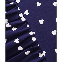 Babyhug Single Jersey Knit Half Sleeves Heart Printed Frock with Bloomer - Navy Blue
