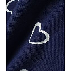 Babyhug Single Jersey Knit Half Sleeves Frock with Bloomer Heart Print - Navy Blue