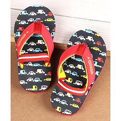 Cute Walk by Babyhug Car Printed Slip On Flip Flops with Back Strap- Blue