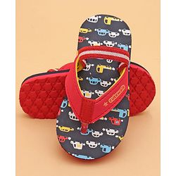 Cute Walk by Babyhug Car Printed Slip On Flip Flops with Back Strap- Blue