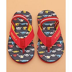 Cute Walk by Babyhug Car Printed Slip On Flip Flops with Back Strap- Blue