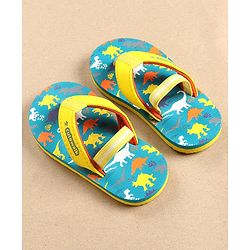 Cute Walk by Babyhug Flip Flops with Back Strap Dino Print - Blue