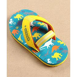 Cute Walk by Babyhug Flip Flops with Back Strap Dino Print - Blue